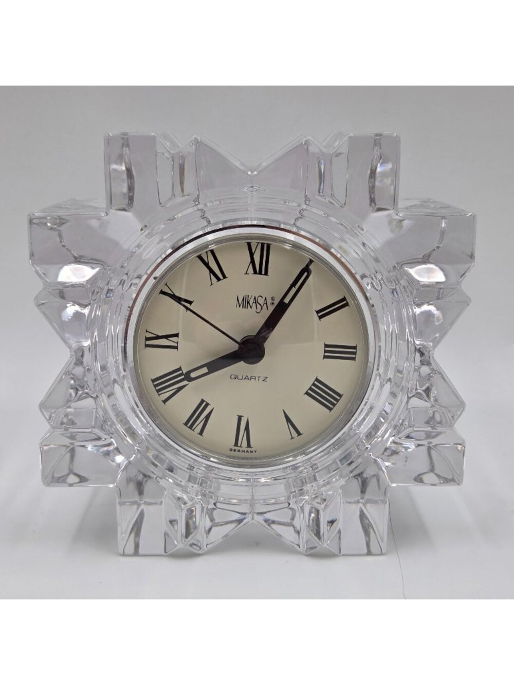 Mikasa Starfire Giftware Quartz Crystal Desk Clock Germany Crystal Mantel Clock - Picture 1 of 5